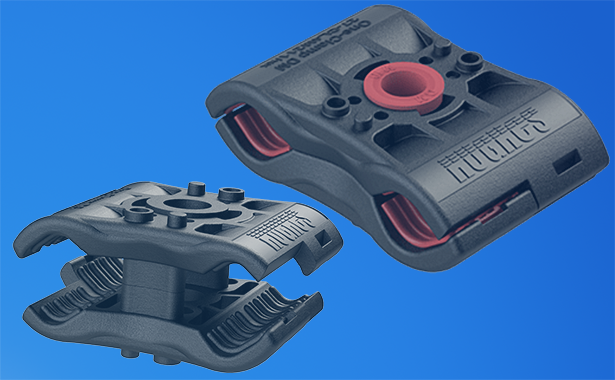 Hughes OneClamp adjustable cable brace securing multiple telecom cables