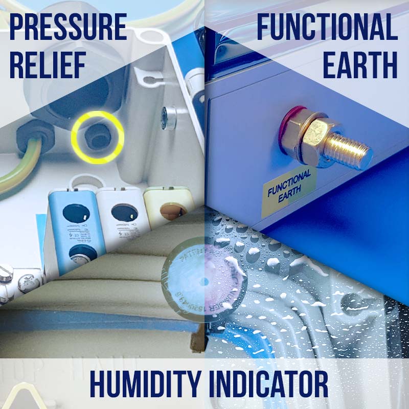 Integrated features of Hughes enclosure and distribution units
