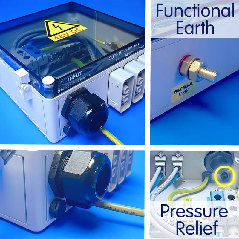 PosiBox - Outdoor distribution box, pre-wired, transparent hinged lid, functional earth